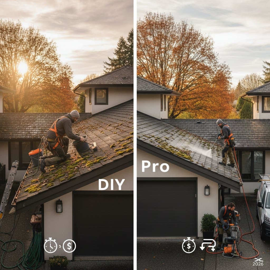 Featured image for Fall Roof Moss Removal: DIY vs Pro Cost Analysis