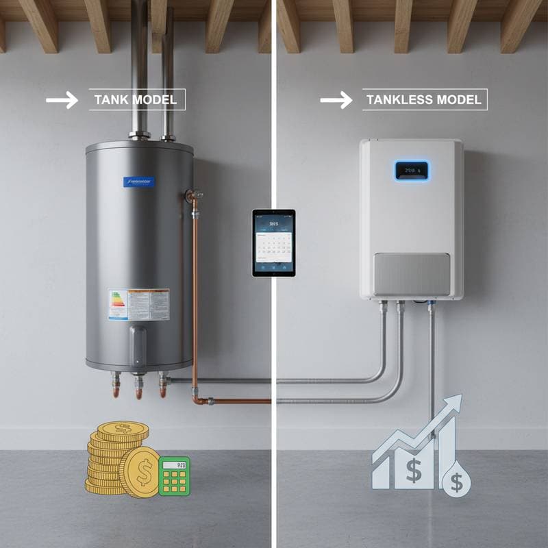 Featured image for Tank vs Tankless: 2026 Water Heater Cost Face-Off