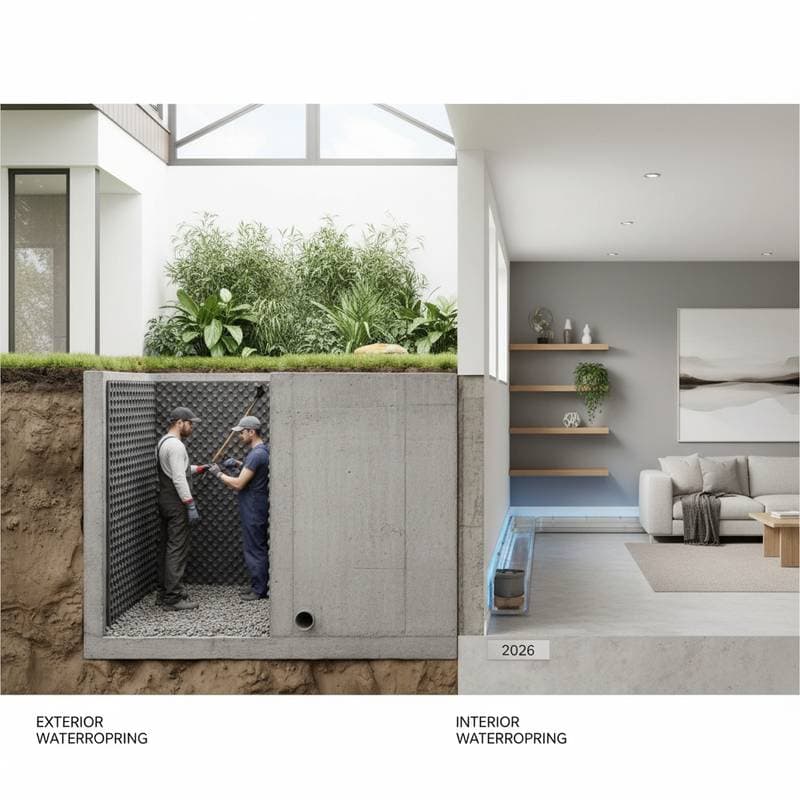 Featured image for Interior vs Exterior Waterproofing Cost Breakdown