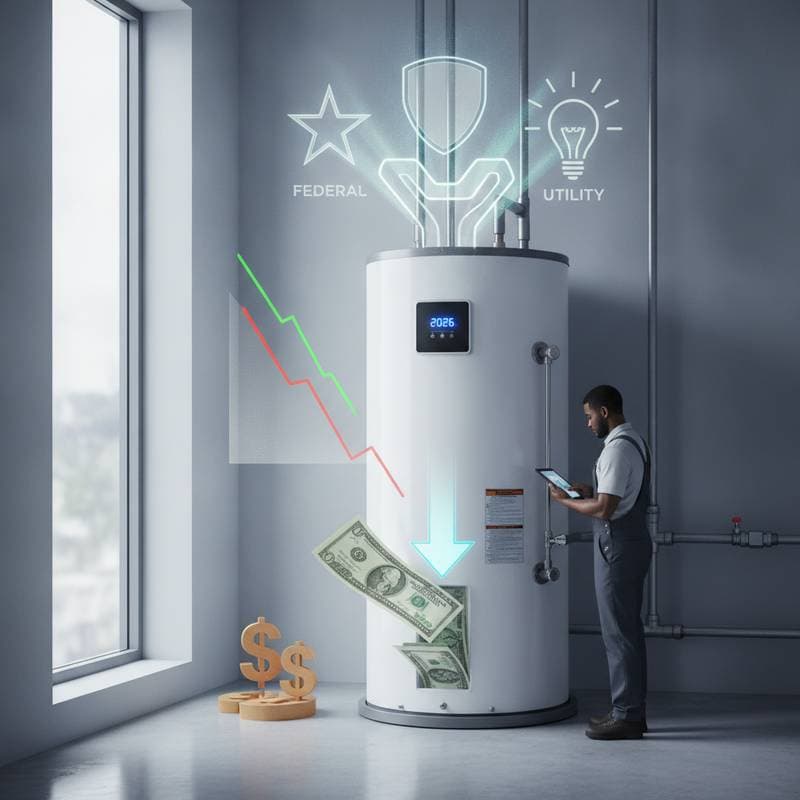 Featured image for Heat Pump Water Heater Rebates Cut Costs in 2026