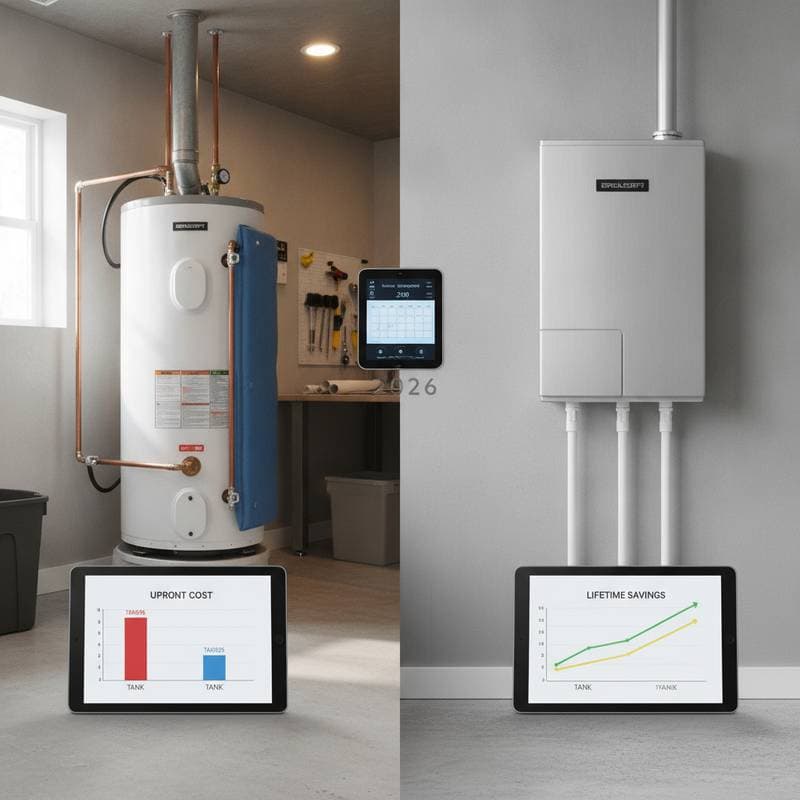 Featured image for Tank vs Tankless: Real Replacement Costs for 2026