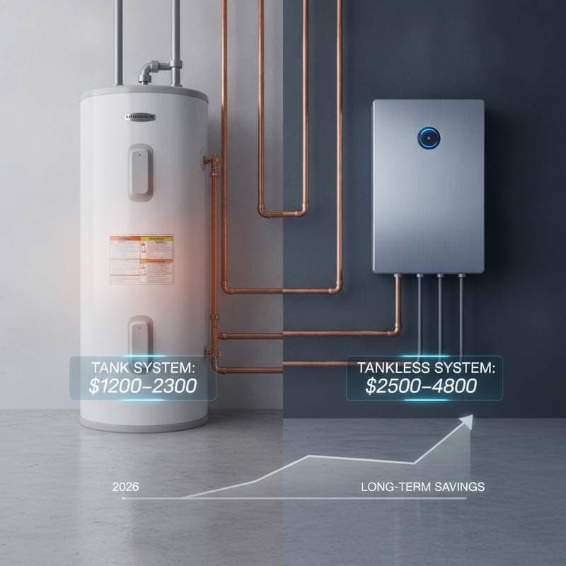 Featured image for Tank vs Tankless Water Heaters: 2026 Cost Breakdown