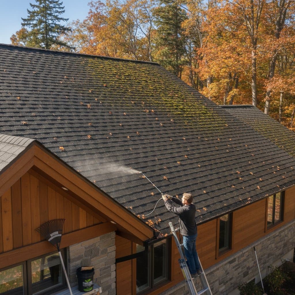 Featured image for Fall Roof Moss Treatment Stops Winter Damage
