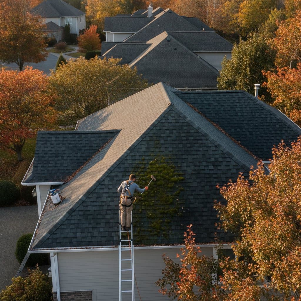 Featured image for Fall Roof Care Stops Moss Before Costly Damage Starts