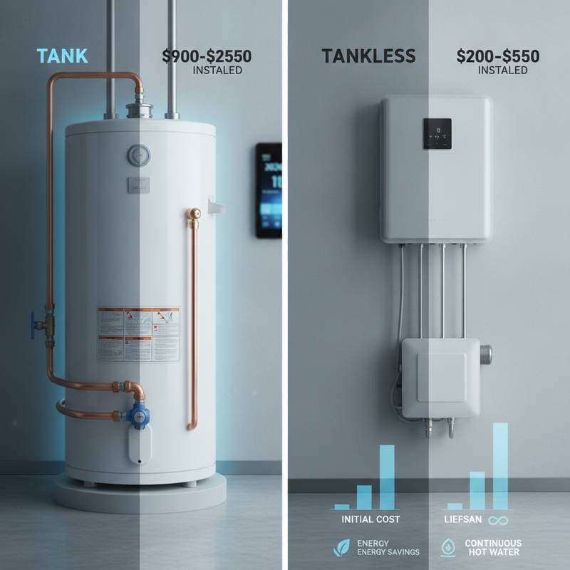 Featured image for Tank Water Heaters Cost Half of Tankless Models